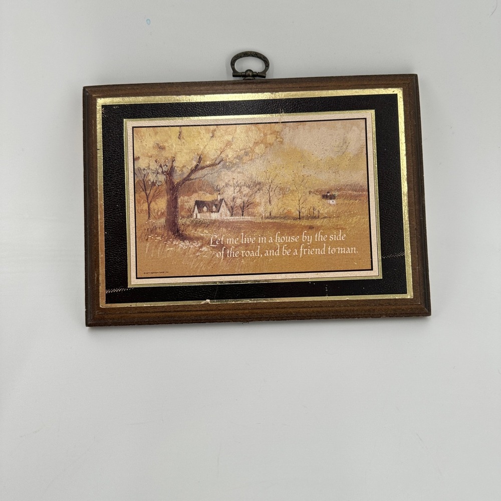 Vintage Hallmark Plaque House by the Side of the Road Autumn Landscape Art